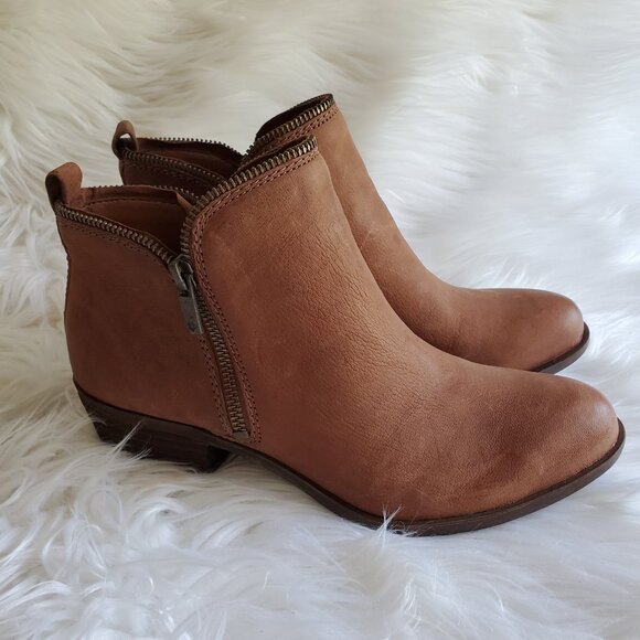 Lucky Brand Basel Leather Round Toe Side Zip Closure Ankle Bootie SZ 8.5 - Picture 1 of 12